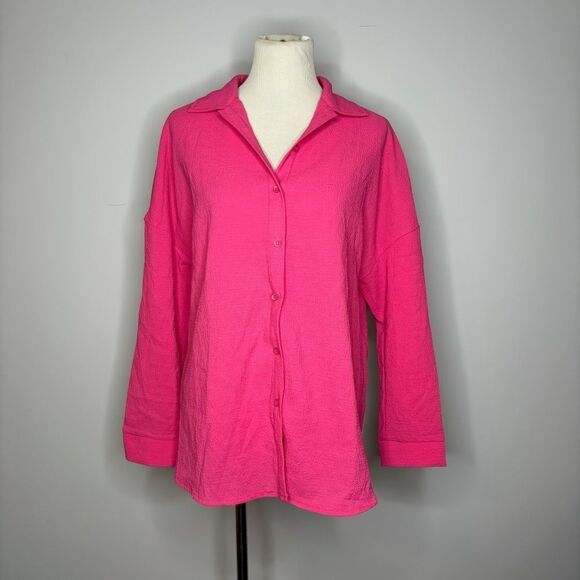 Shein- Pink Button Down Shirt - Picture 1 of 5